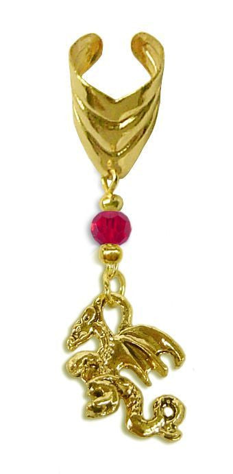 Ear Cuff With Charm Dragon - Gold