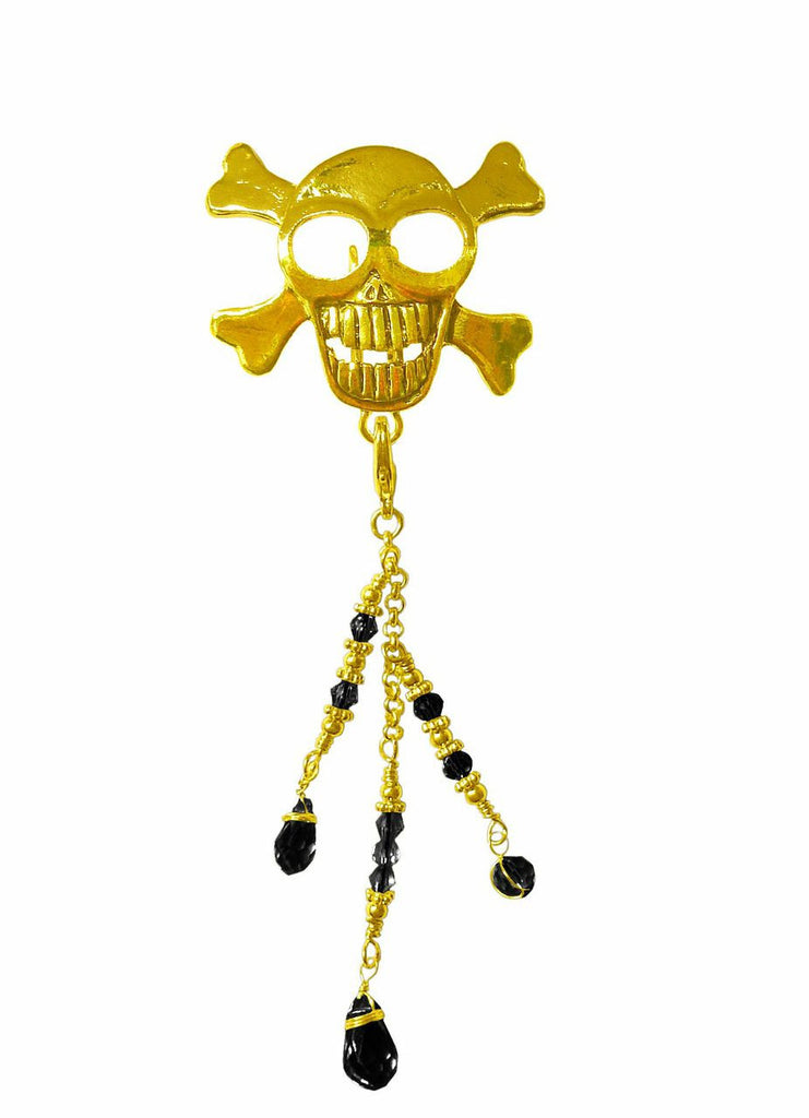 Hair Hook Gold Skull with Bead Charm