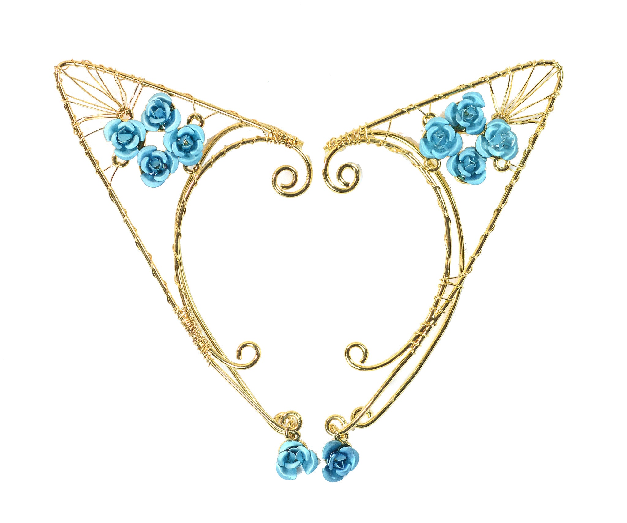 Golden Rose Elf Ear Cuffs - Adjustable & Lightweight