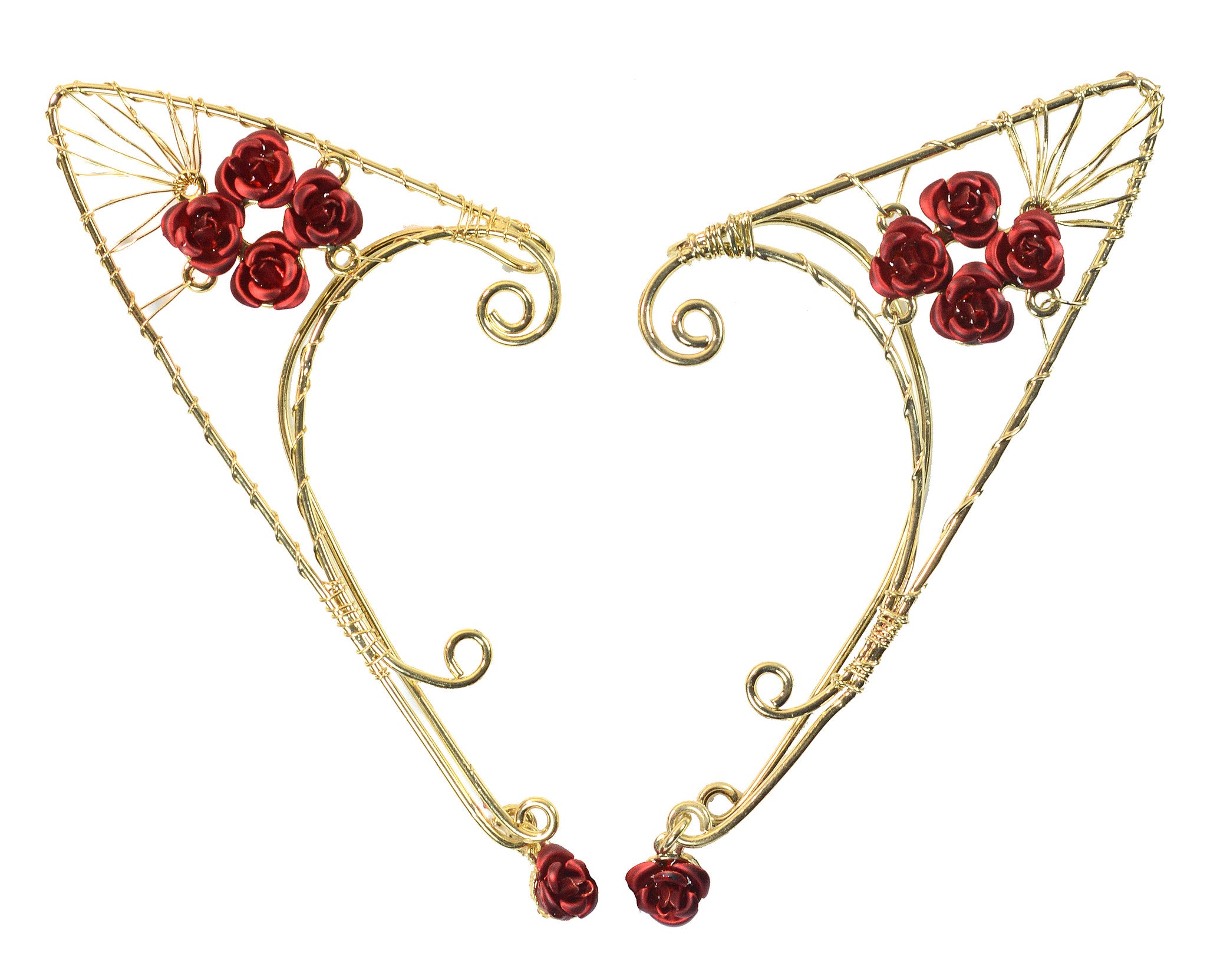 Golden Rose Elf Ear Cuffs - Adjustable & Lightweight