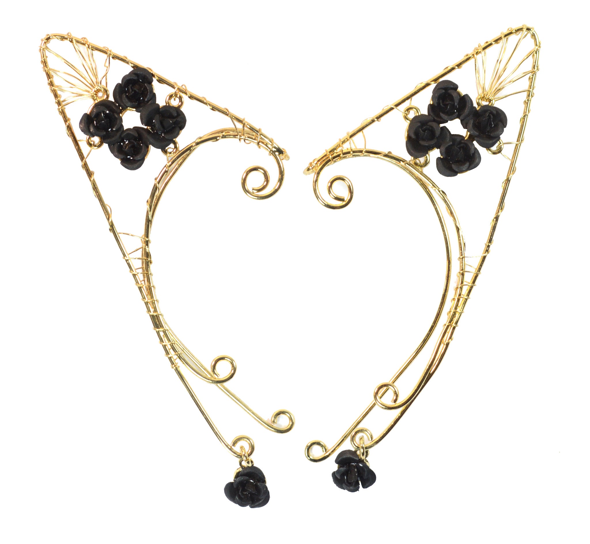 Golden Rose Elf Ear Cuffs - Adjustable & Lightweight