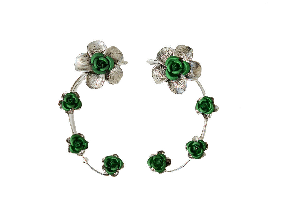 Elf Cuff Plumeria Rose - Silver