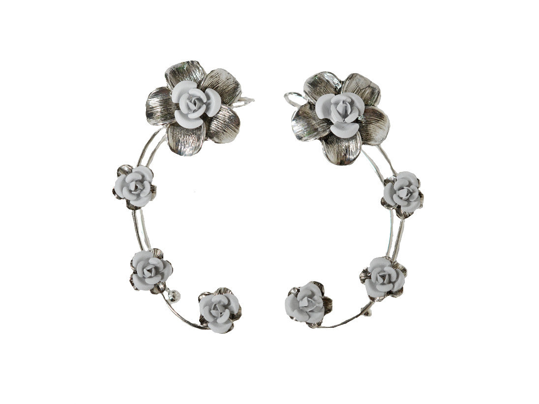 Elf Cuff Plumeria Rose - Silver