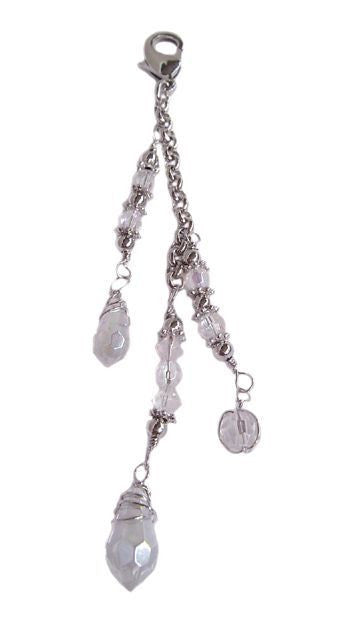 Large Silver Beaded Charm - 3 Strand Accessory for Ponytail Wraps