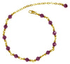 Medieval Metal - Anklet Gold Bells and Purple Beads (AT-01-PU-G)