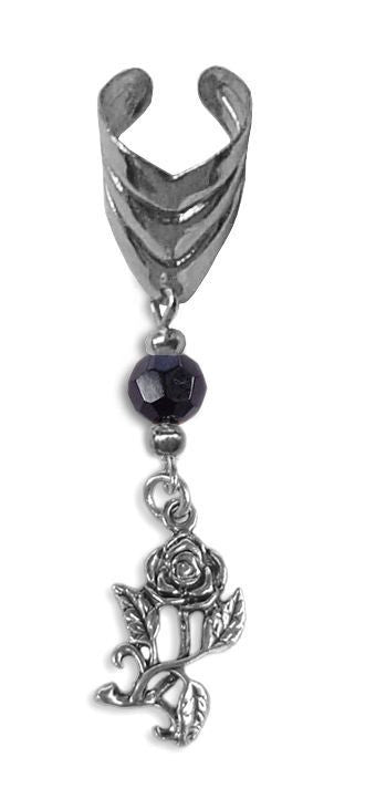 Ear Cuff With Charm Rose - Silver