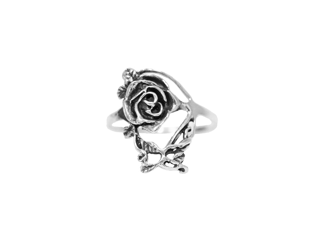 Single Rose Ring - Sterling Silver