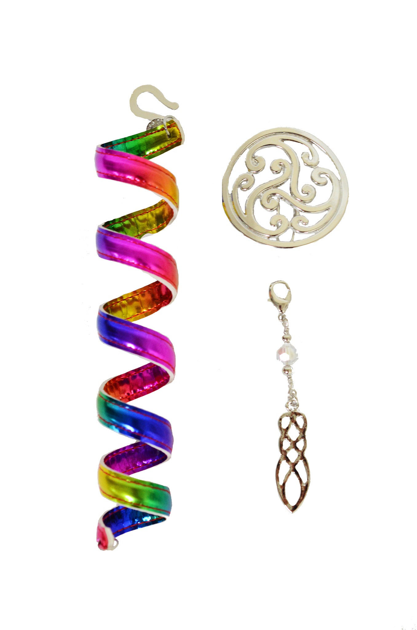 Celtic Rainbow Silver Ponytail Wrap Set - 6" Ponytail Holder