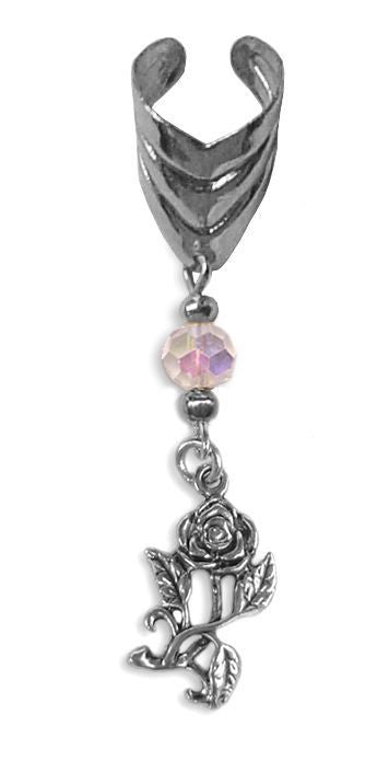 Ear Cuff With Charm Rose - Silver