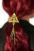 Hair Hook Gold Celtic Triangle with Bead Charm Ponytail Holder