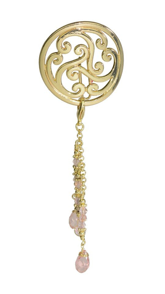 Hair Hook Gold Celtic with Bead Charm Ponytail Holder