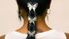 Hair Twisters - Hair Armor Butterfly Silver Ponytail Holder Front View with Model (HAB-S)