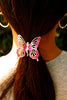 Hair Hook Fairy Butterfly - Gold with Pink Wing Ponytail Holder