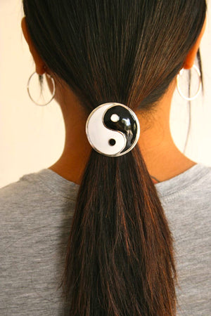 Hair Hook Yin Yang - Silver Ponytail Holder