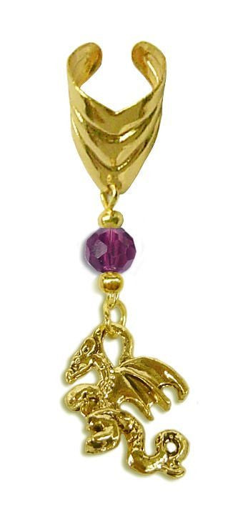 Ear Cuff With Charm Dragon - Gold