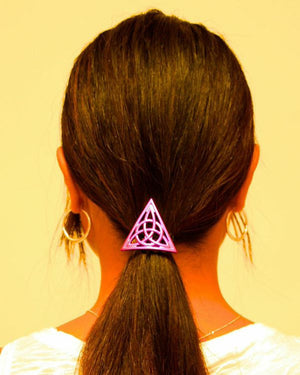 hair hook celtic triangle purple ponytail holder