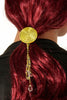 Hair Hook Gold Spiral with Bead Charm Ponytail Holder