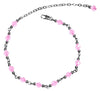 Medieval Metal - Anklet Silver Pink Beaded Front View (AT-01-PK-S)