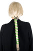 New! Ponytail Wrap Green Leather Web - 12 Inch Ponytail Holder
