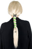 New! Ponytail Wrap Green Leather Web - 6 Inch Ponytail Holder