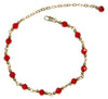 Medieval Metal - Anklet Gold Bells and Red Beads (AT-01-RD-G)