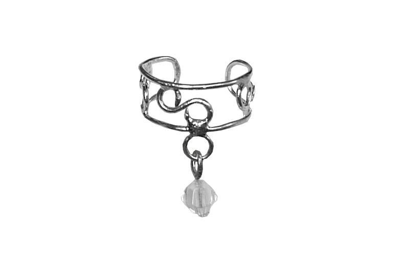 Ear Cuff Dangling Bead - Silver