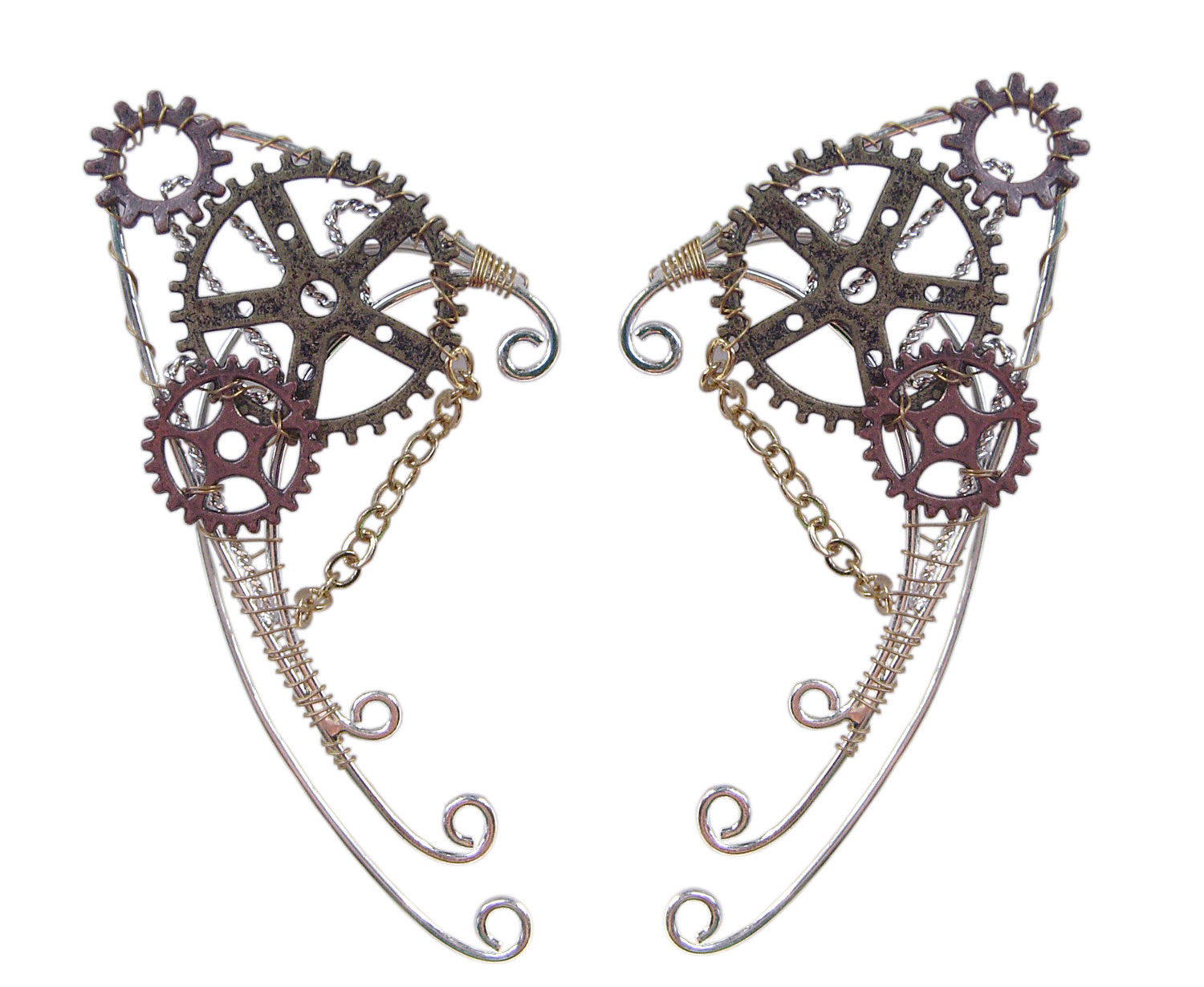 Medieval Metal Gaslamp Fantasy Steampunk Elf Ear Cuffs