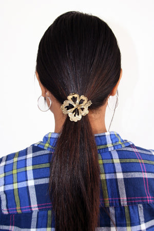 Hair Hook Hibiscus - Gold Ponytail Holder