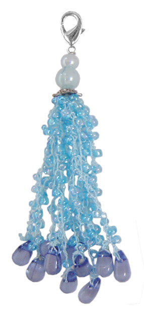 Charm Large Macrame yarn with Beads - Blue