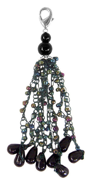 Charm Large Macrame yarn with Beads - Dark Green