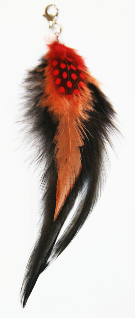 Charm Large Feather - Red and Black