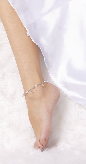 Medieval Metal - Anklet Silver Dangling Beads with Model (AT-02-S)