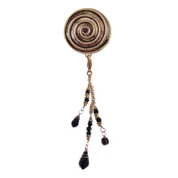Hair Hook Gold Spiral with Bead Charm Ponytail Holder