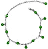 Medieval Metal - Anklet Silver Dangling Green Beads (AT-02-GN-S)
