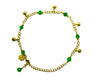 Medieval Metal - Anklet Gold Bells and Green Beads (AT-04-GN-G)